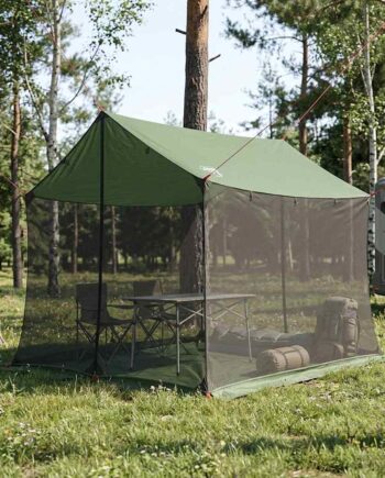 Camping Tarp Med Mesh Vægge Grøn 270 210 210