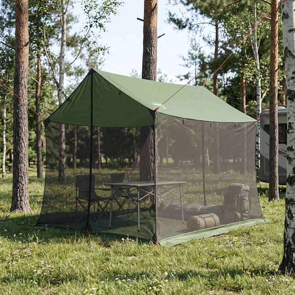 Camping Tarp Med Mesh Vægge Grøn 270 210 210