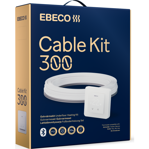 Ebeco Gulvvarmesæt Med Varmekabel   Termostat Bluetooth 200w Meter
