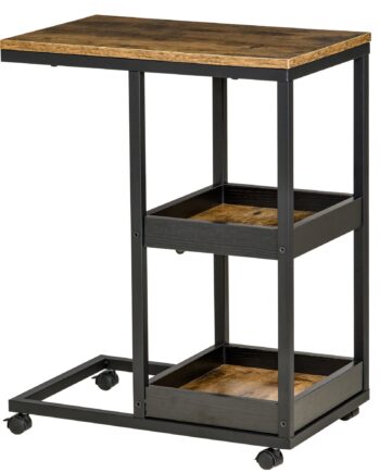 Formet Sidebord Industriel Stil Med Hjul Smart Opbevaring