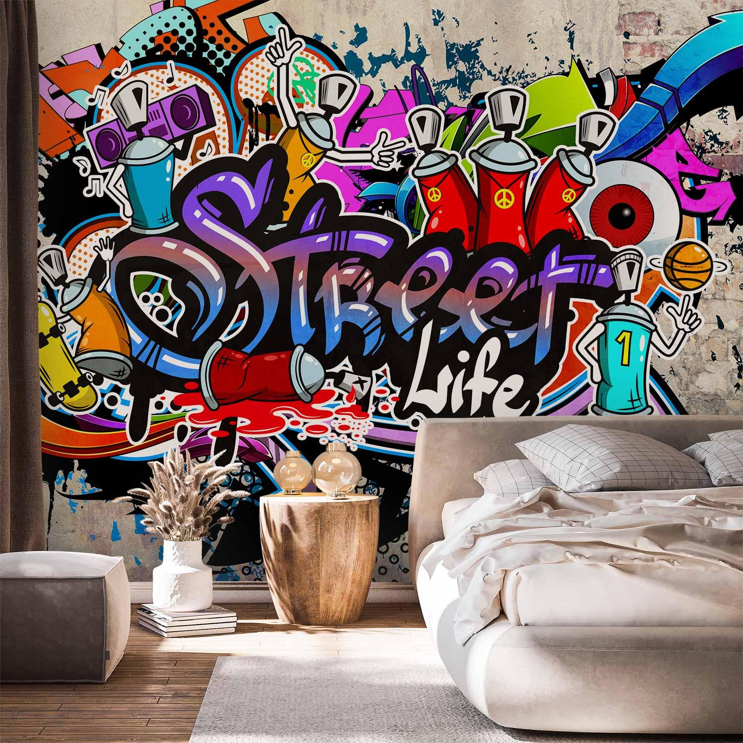 Fototapet Street Game Graffiti Fototapet Til Væg 490 350 Selvklæbende