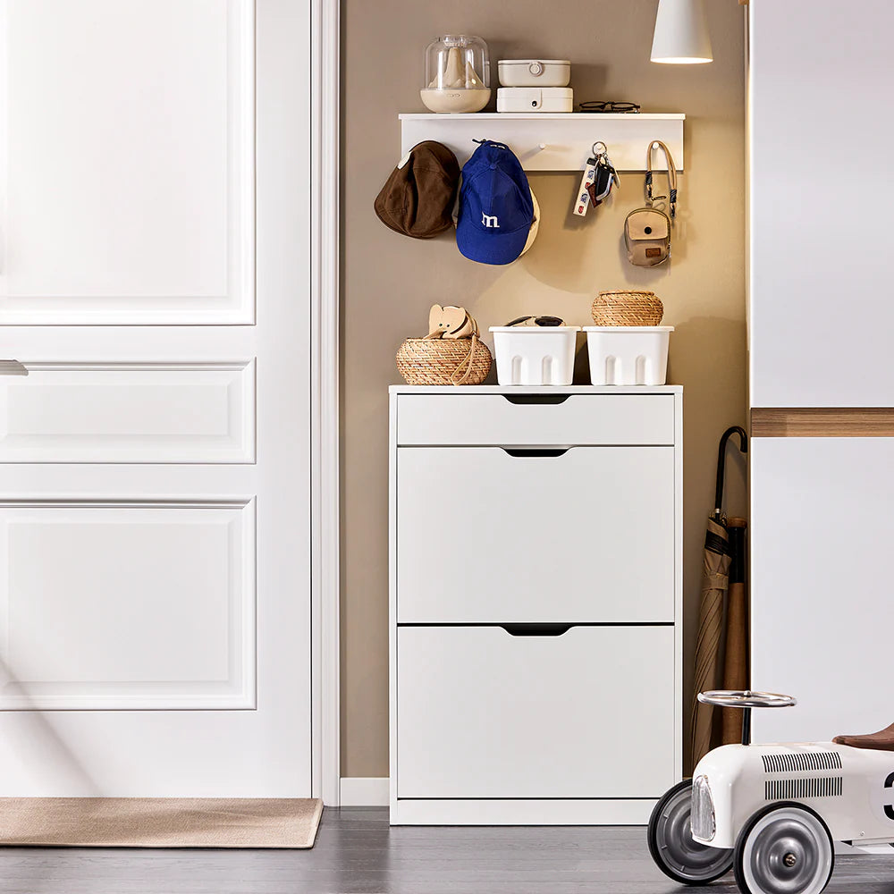 Minimalistisk Skoskab Med Vippefunktion Skandi Stil B30xh90xl60 Hvid