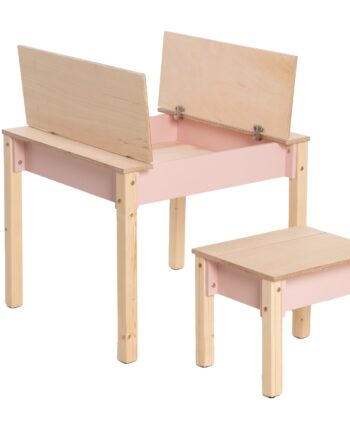 Sæt Med Smart Opbevaringsbord Stol Pink Naturfarvet