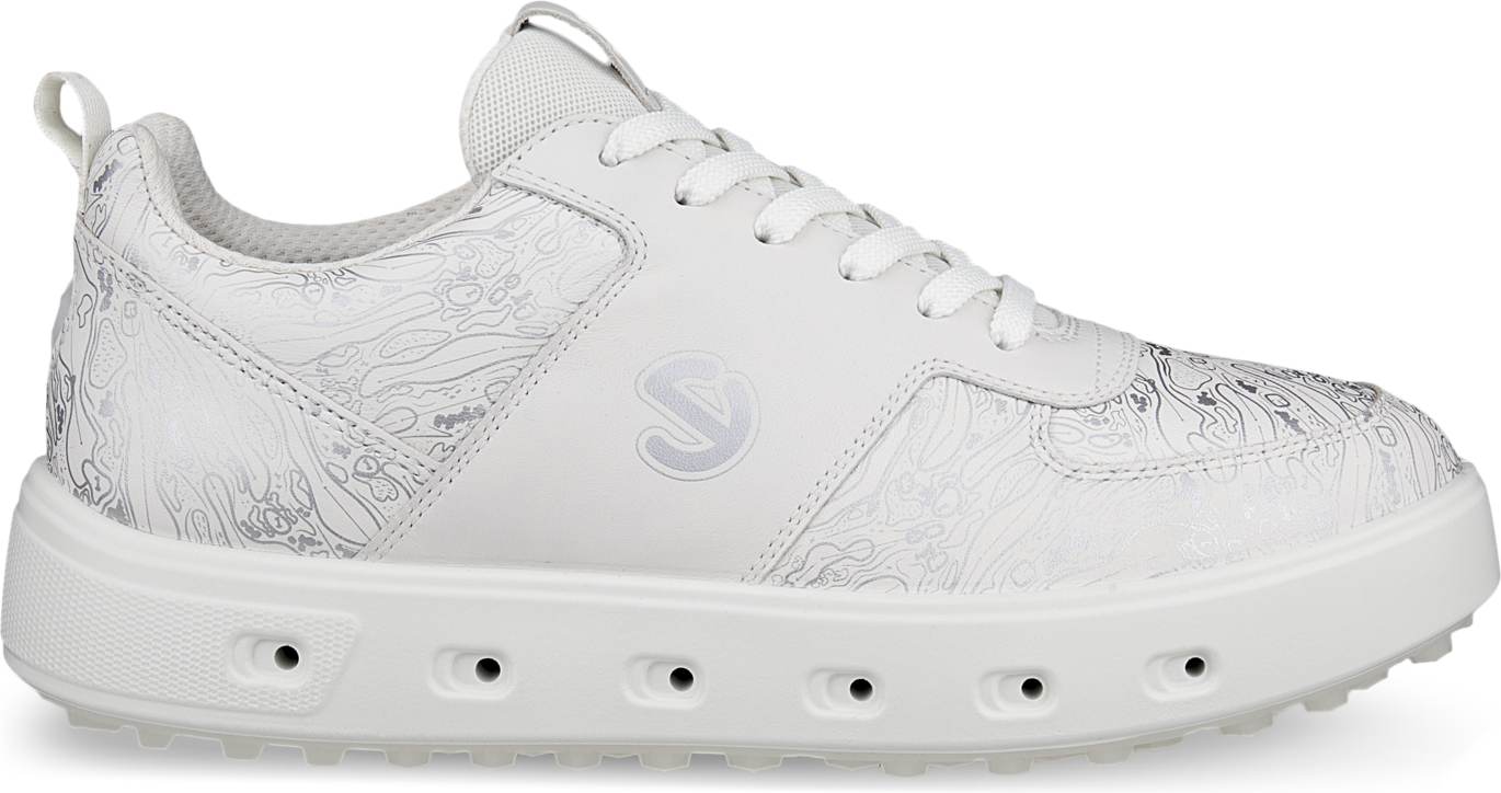 Ecco Street 720 Graphic Vandtætte Dame Golfsko Uden Spikes White Silver Str Normal