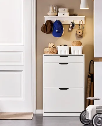 Minimalistisk Skoskab Med Vippefunktion Skandi Stil B30xh90xl60 Hvid