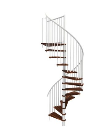 Minka Spiral Smart Spindeltrappe Hvid ø160 Bejdset Valnød