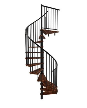 Minka Spiral Smart Spindeltrappe Sort ø160 Bejdset Valnød