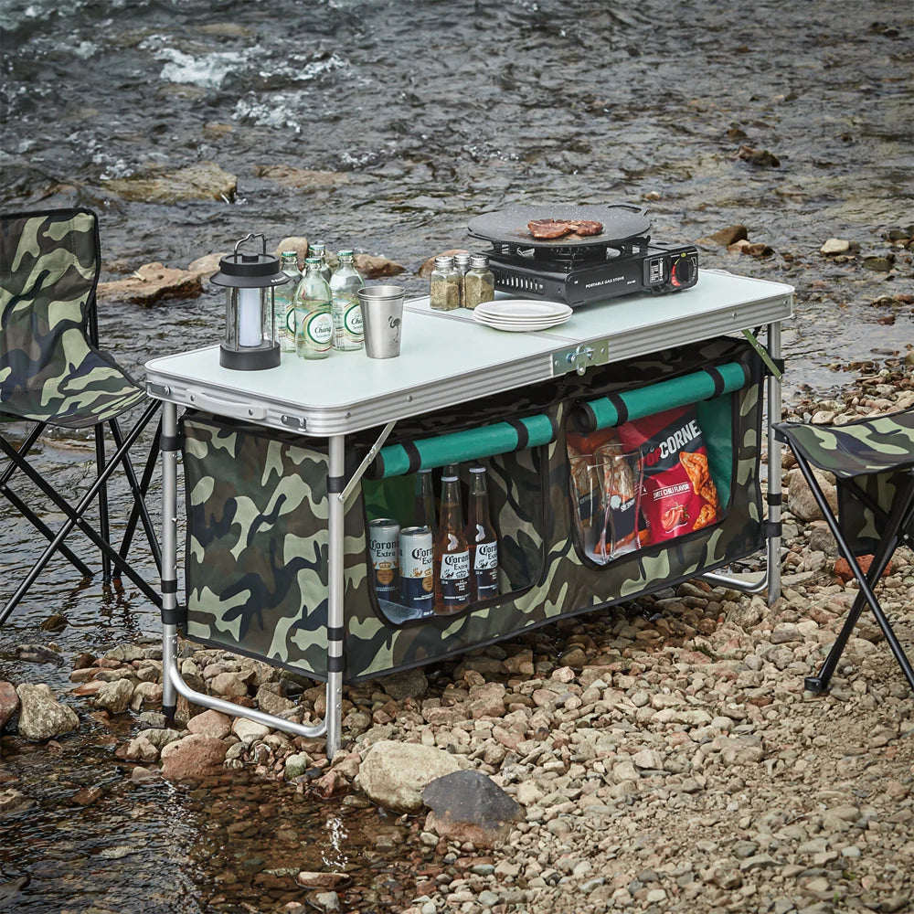 Robust Fleksibelt Praktisk Smart Bord Til Udendørslivet Army Look L120xb47xhjusterbar: