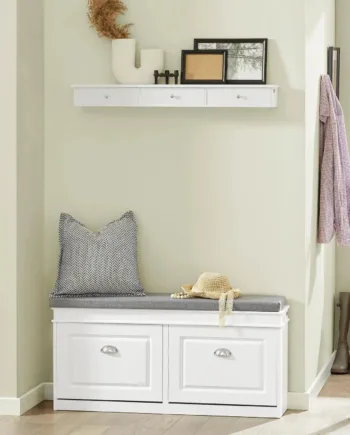 Smal Skobænk Med Smart Vippefunktion 104x24x51 Hvid