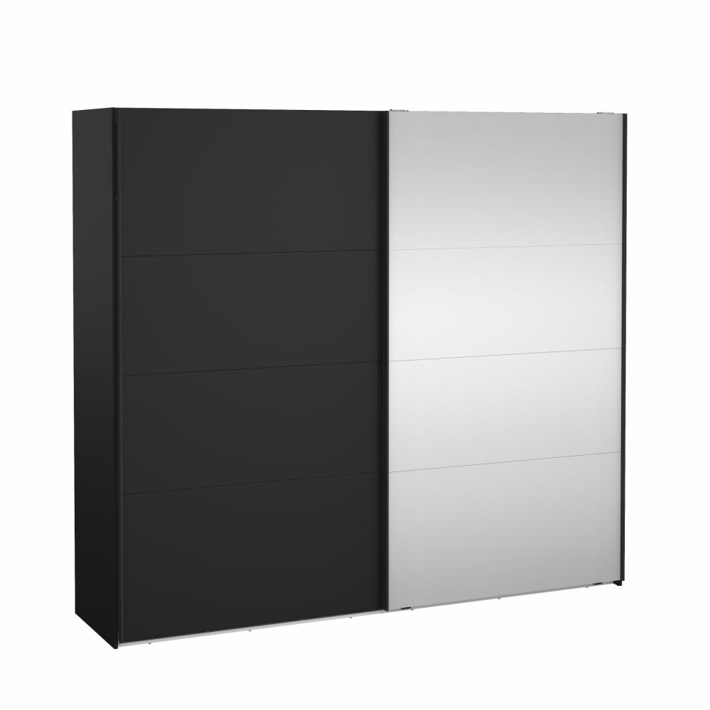 Smart 220x245 Garderobeskab Skydelåge Skydelåge Spejl Mat Sort