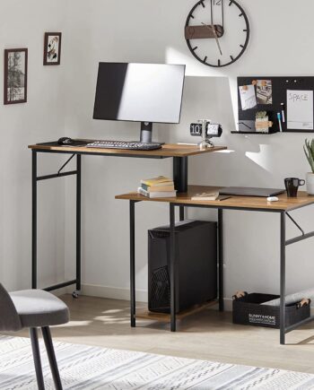 Smart Fleksibelt Skrivebord Med Bordplader Hylder Brun