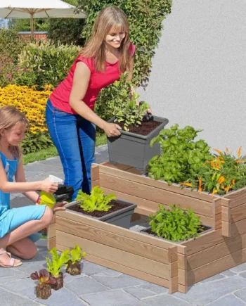 Smart Højbed Udformet Som Plantetrappe 2x3 Lærk 110x80x45cm Bxdxh