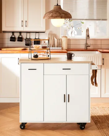 Smart Køkkenø Hjul Hvid Skandi Stil 105x46x92