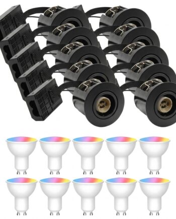 Stk Wifi Indbygningsspot Inno88 Inkl Smart Home Gu10 Pærer Sort Ip44 Godkendt Isolering Dæmpbar : Via Smart Home Kulør : Rgb  Cct Varm Til Kold Hvid