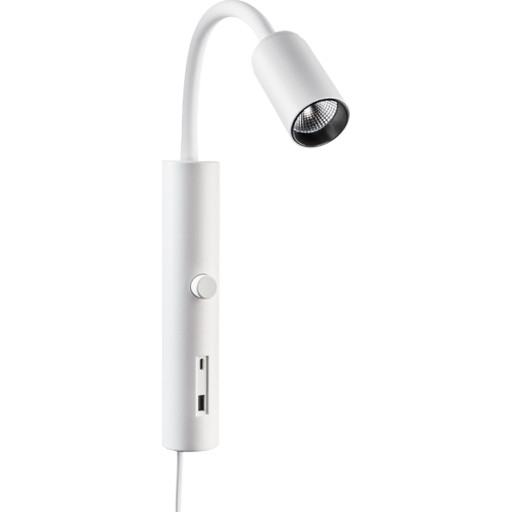 Tube Væglampe Med Usb 3000k Hvid