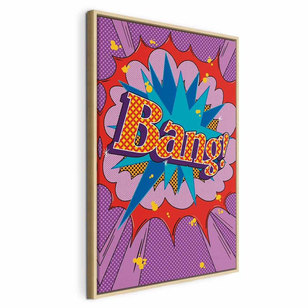 Billede Lærred Comic Street Art Bang Farverig Tekst Livlig Baggrund 120 Naturlig Træramme