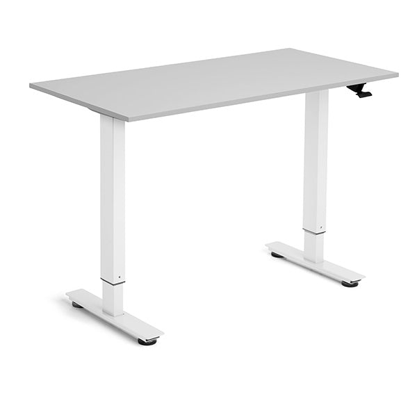 Hæve Sænkebord Flexidesk Lysgrå 1200x600 Ben Hvid