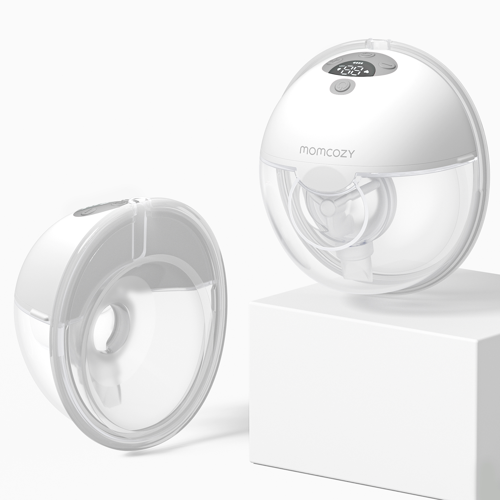 Momcozy Smart Dobbelt Bærbar Brystpumpe Grå