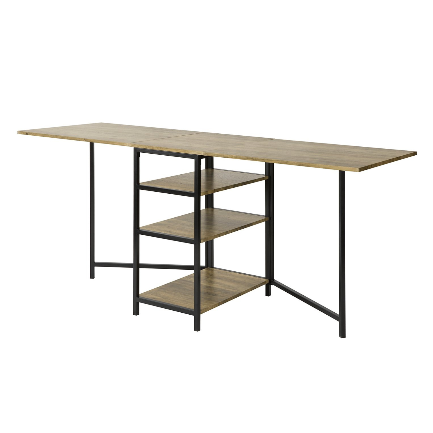 Pladsbesparende Klapbord Med Hylder B60xh77xl180cm
