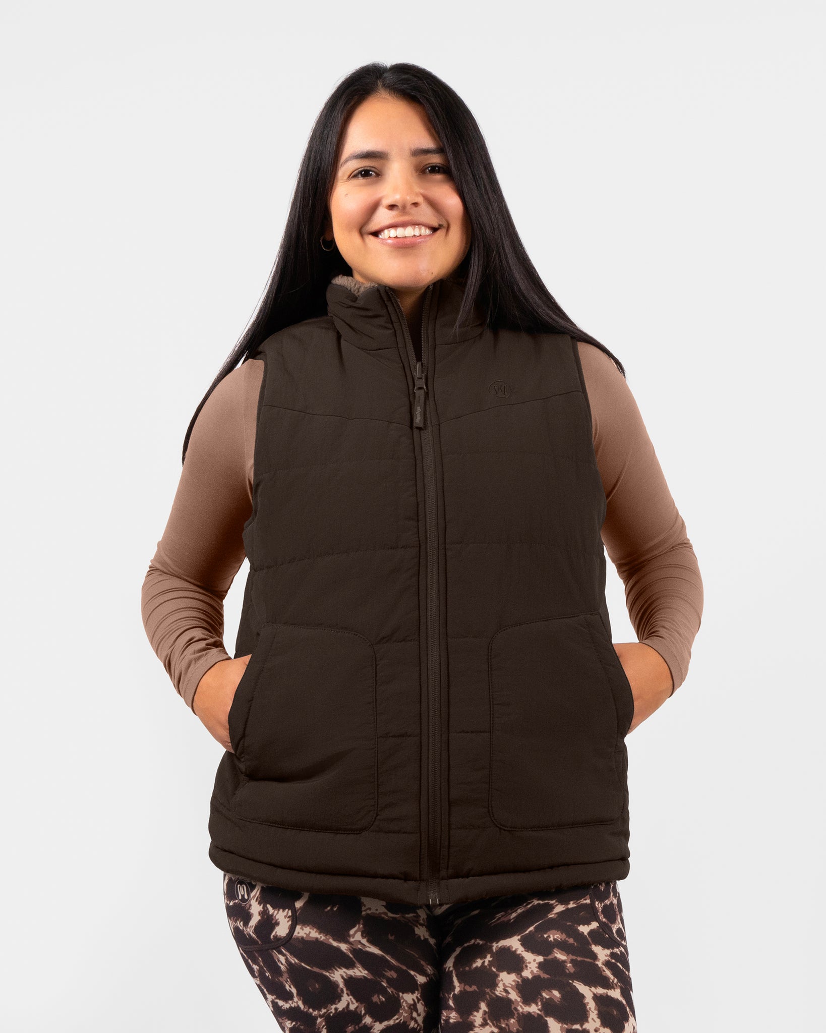 Polly Mocha Brown Teddy Reversible Vest
