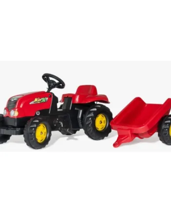 Rød Rollytoys Kid Pedal Traktor Med Anhænger