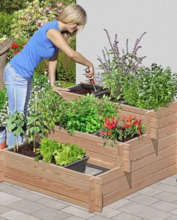 Smart Højbed Udformet Som Plantetrappe 3x3 Lærk 110x114x63cm Bxdxh