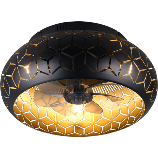 Trio Lighting Bidar Loftventilator Med Lys Sort Guld